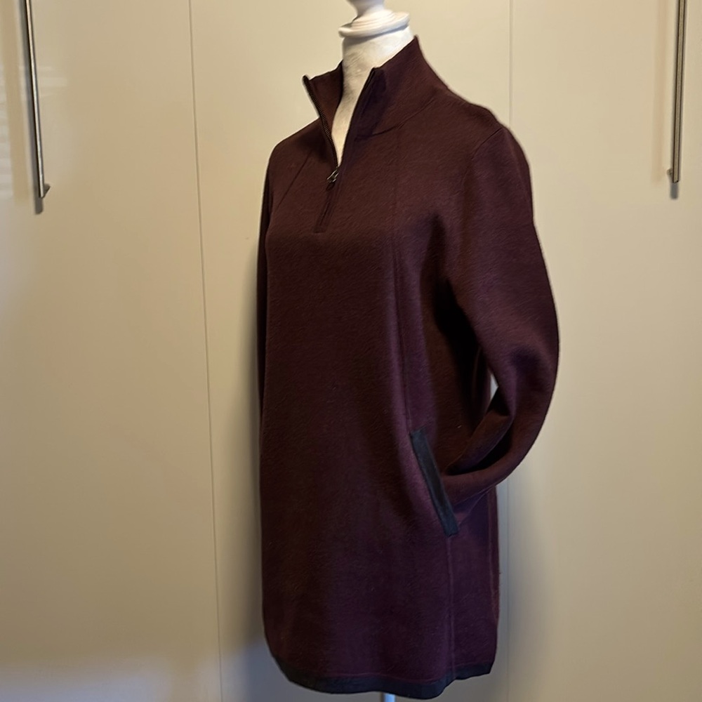 Cynthia Rowley Color Block Burgundy Zip-up Sweater Tunic